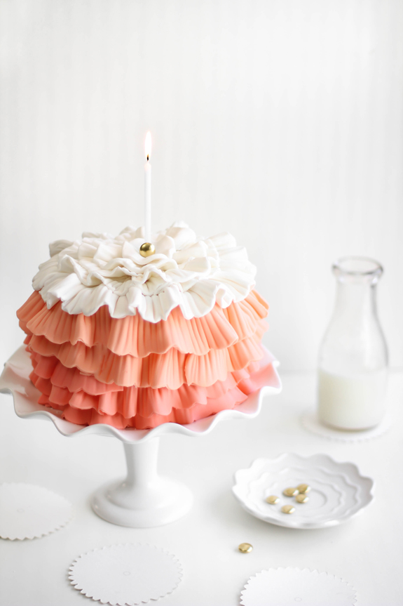Pink Ombre Ruffle Cake