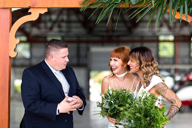 Matte Black and Greenery Wedding Inspiration in an Aircraft Hangar | Lyndal Carmichael Photography