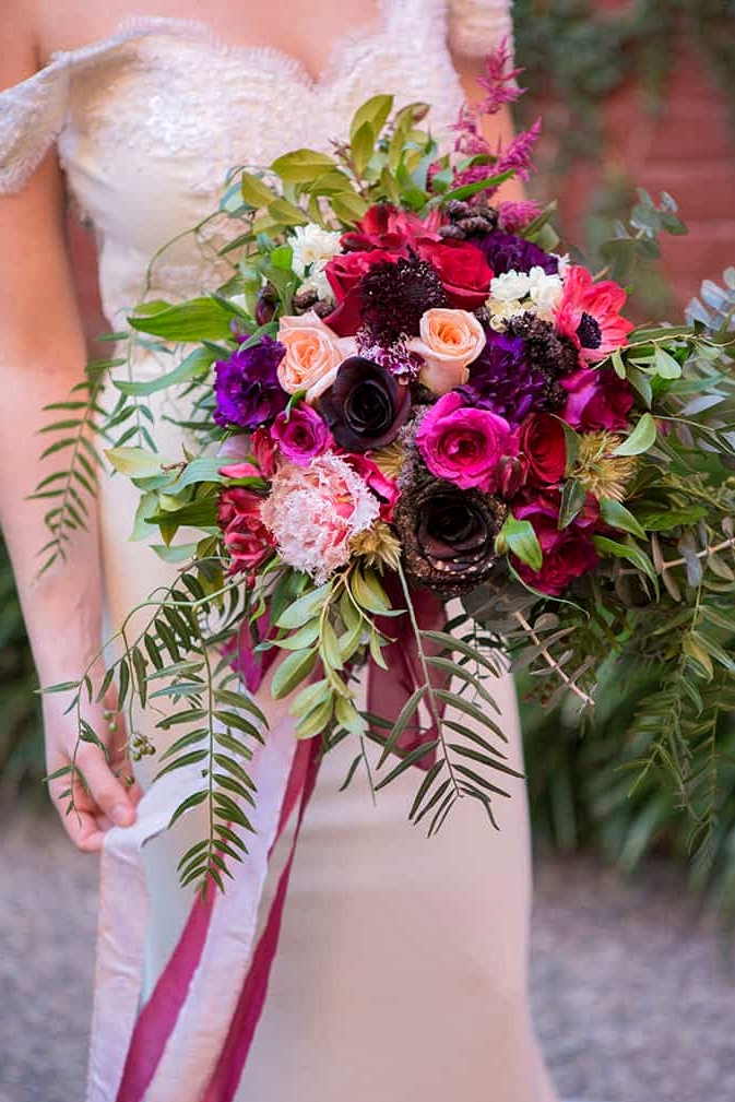 Romantic jewel toned wedding bouquet | Lola Images