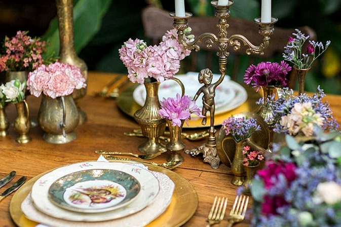Vintage floral wedding centrepiece