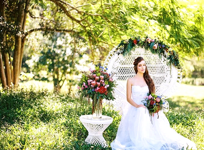 Natural-Bohemian-Wedding-Inspiration-Bright-Australian-Native-Flowers-Peacock-Chair-Dress-Braid-2