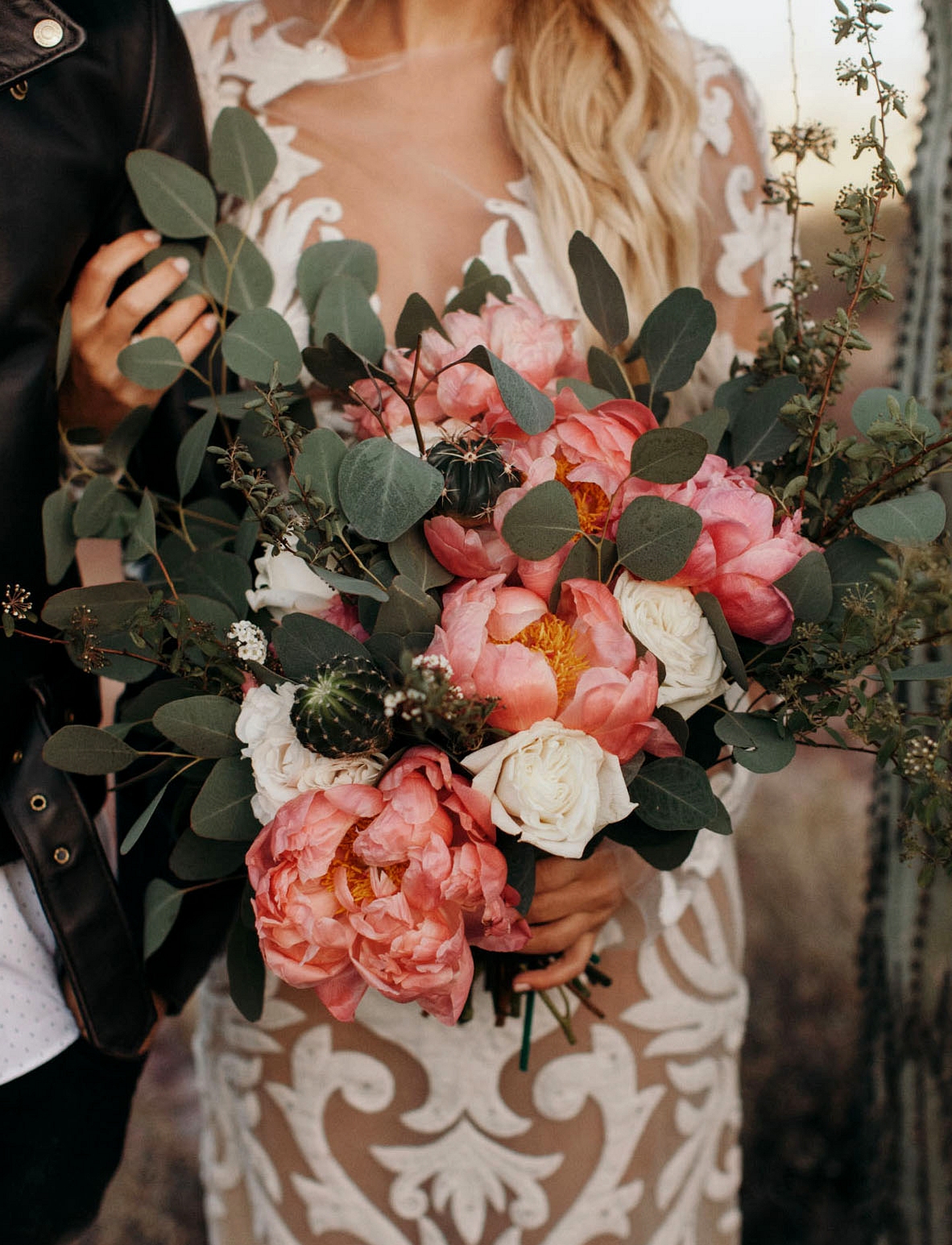 coral peony bouquet