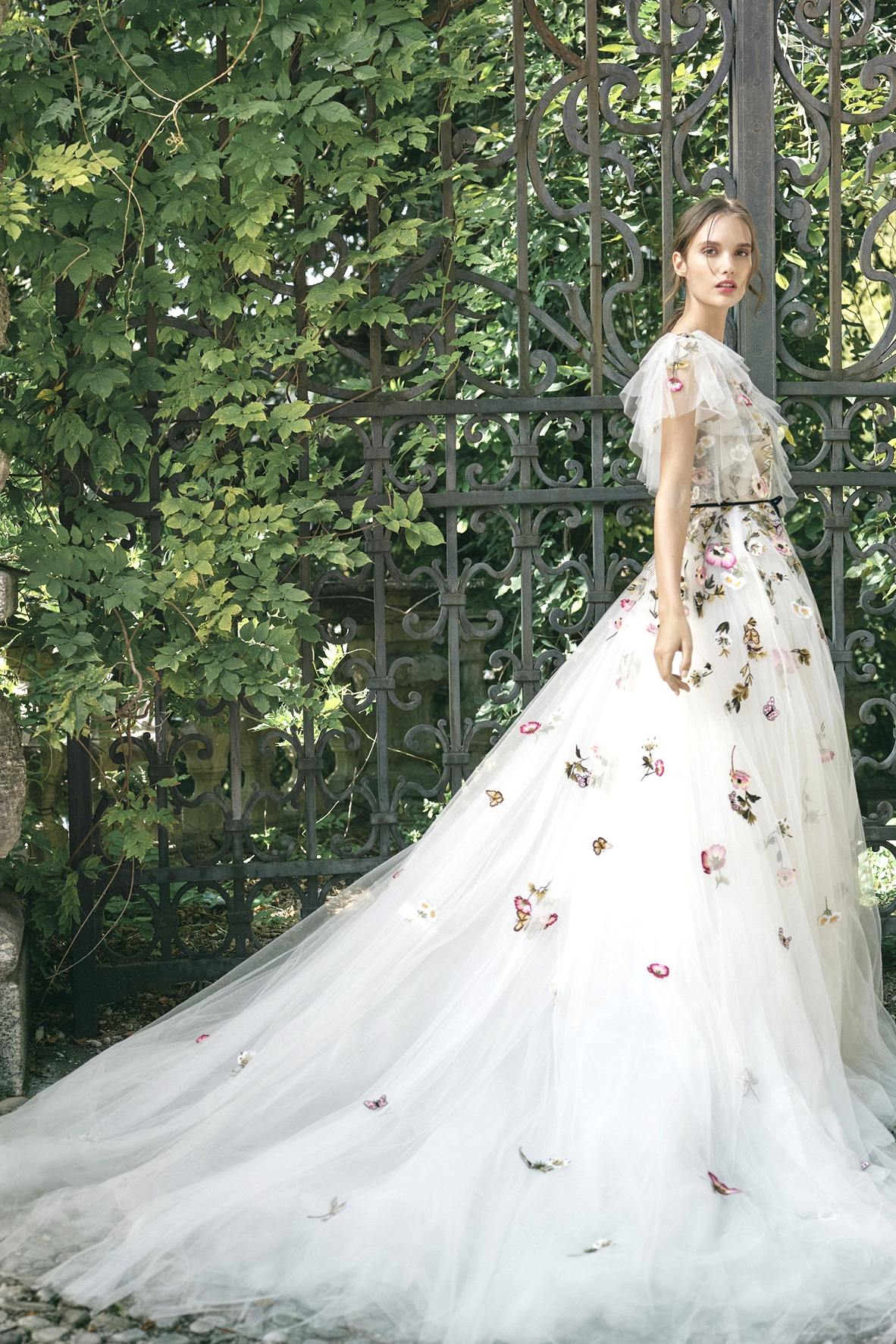 monique lhuillier floral wedding dress