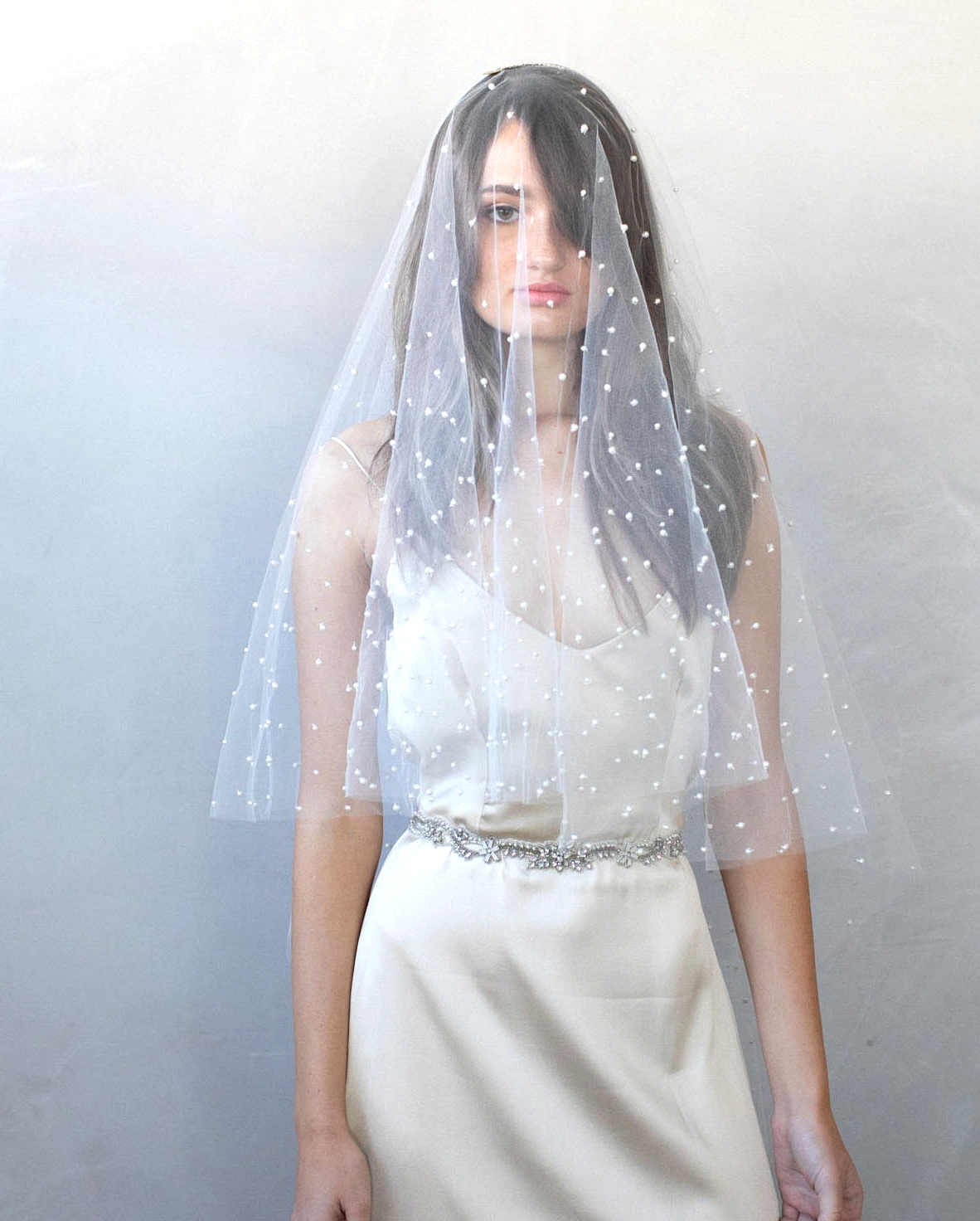 textured bridal veil