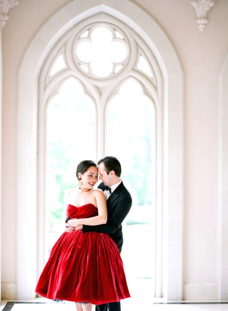 Beautiful red wedding dress inspiration for the daring bride! www.onefabday.com
