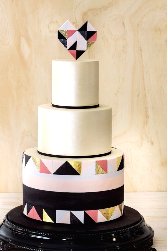 Geometric Wedding Cake // Wedding Cake Trends // www.onefabday.com 