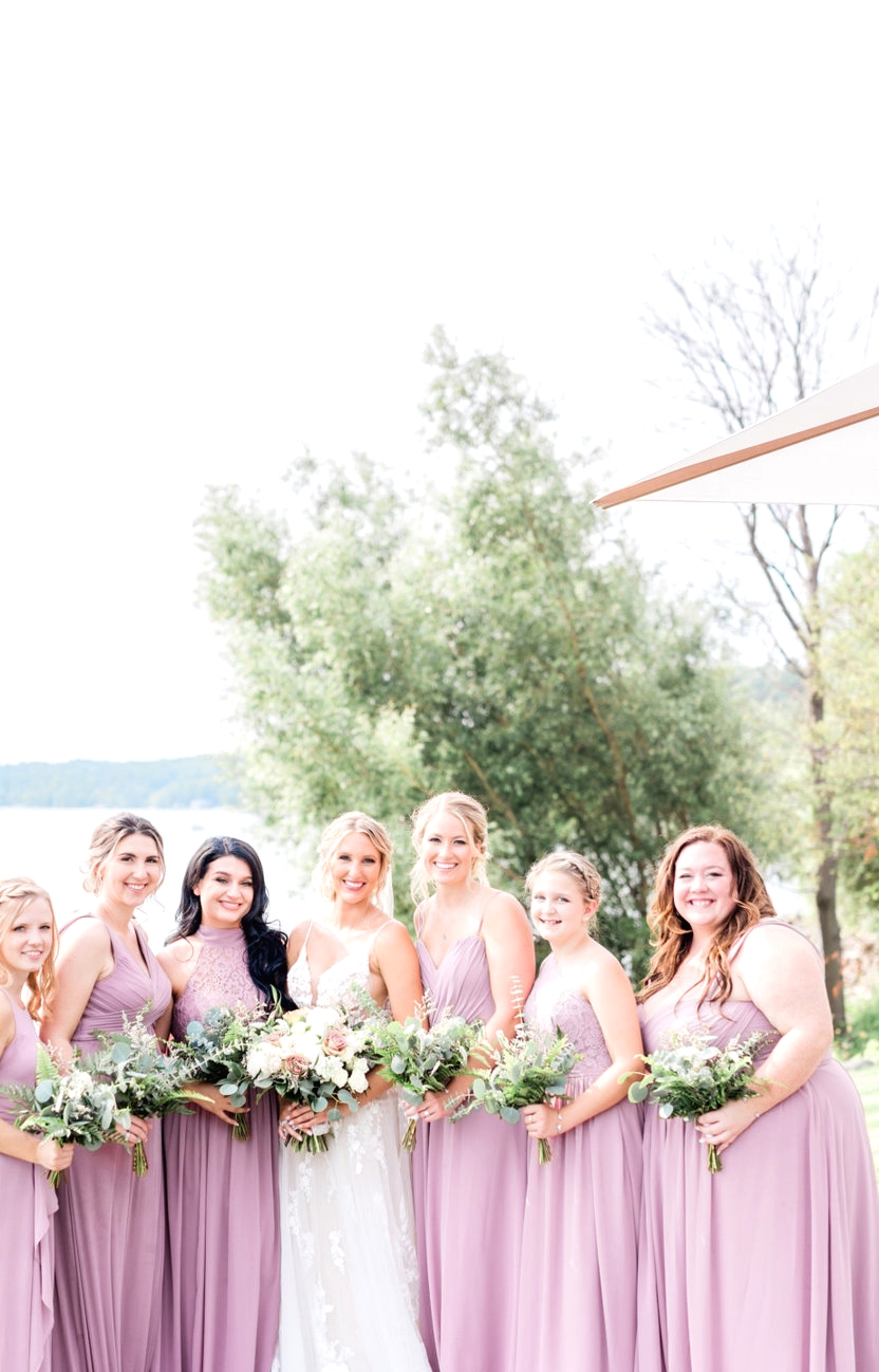 bride and pink bridesmaids