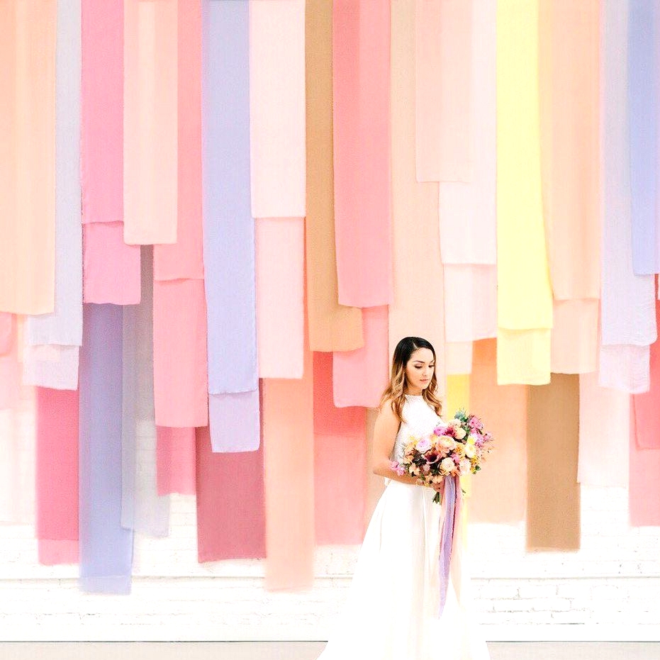 colorful fabric wedding backdrop