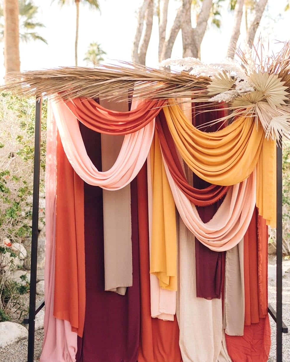 modern bohemian wedding ceremony backdrop