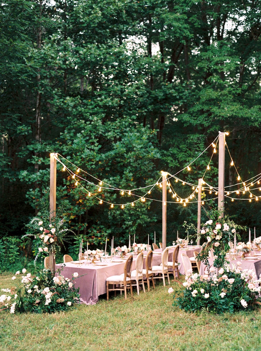 festoon lights line the reception area