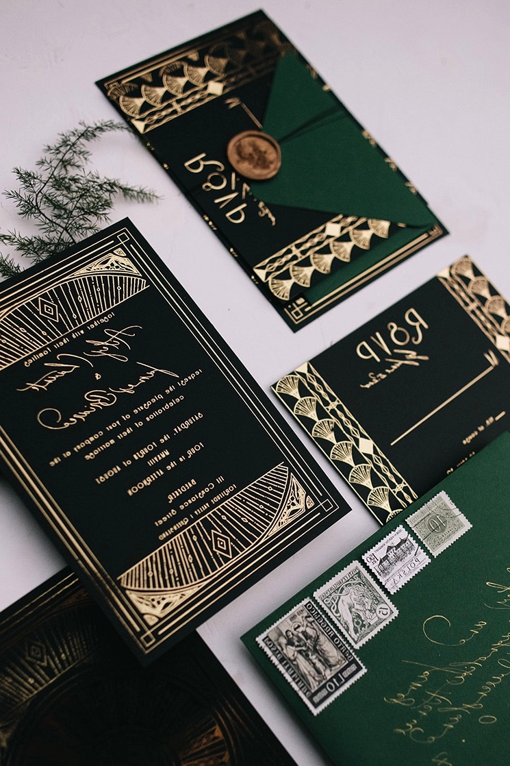 Emerald Art Deco Wedding Inspiration | Ode Studios