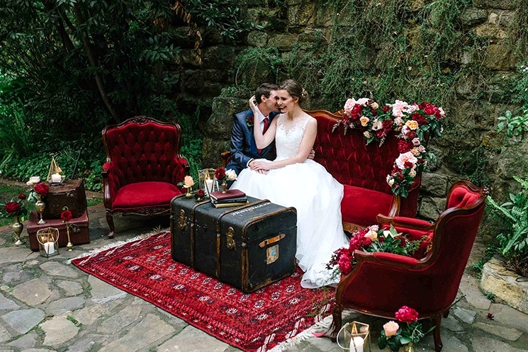 Burgundy & Gold Wedding Inspiration at a Magnificent Manor | Lucinda May Photography