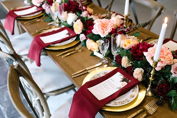 Burgundy & Gold Wedding Inspiration at a Magnificent Manor | Lucinda May Photography