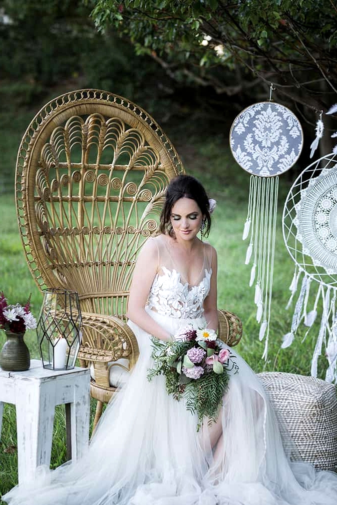 Rustic Boho Wedding Inspiration in Blush and Olive | Katrina Cram Photography