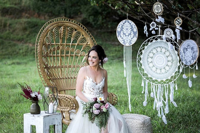 Rustic Boho Wedding Inspiration in Blush and Olive | Katrina Cram Photography