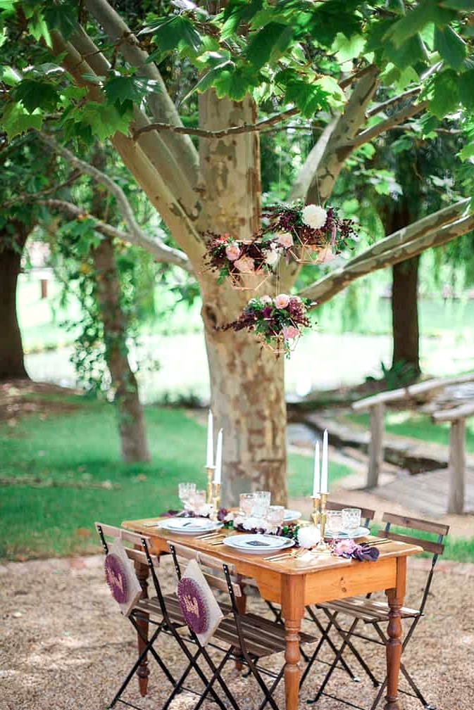 Geometric Wedding Inspiration in Burgundy and Gold | Blush & Mint Photography