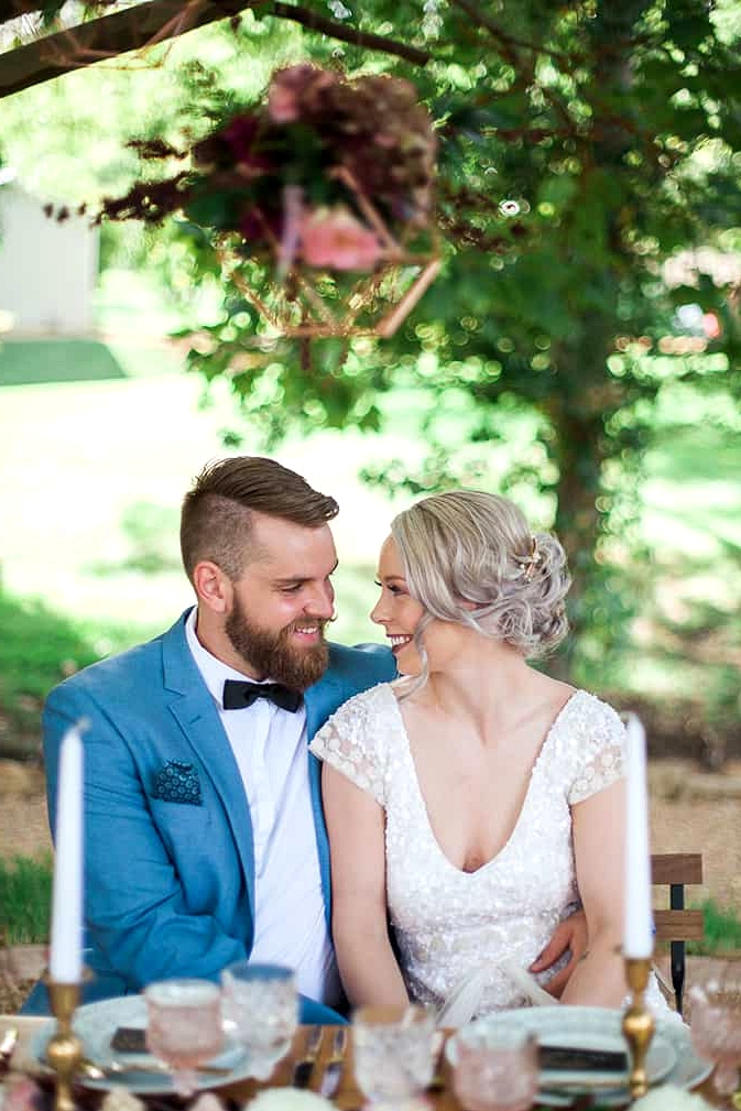Geometric Wedding Inspiration in Burgundy and Gold | Blush & Mint Photography