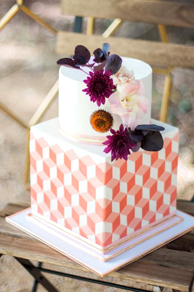Geometric Wedding Inspiration in Burgundy and Gold | Blush & Mint Photography