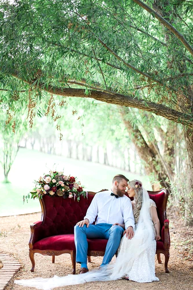 Geometric Wedding Inspiration in Burgundy and Gold | Blush & Mint Photography