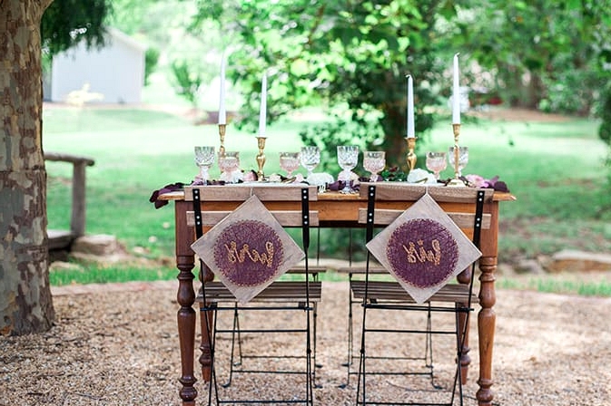 Geometric Wedding Inspiration in Burgundy and Gold