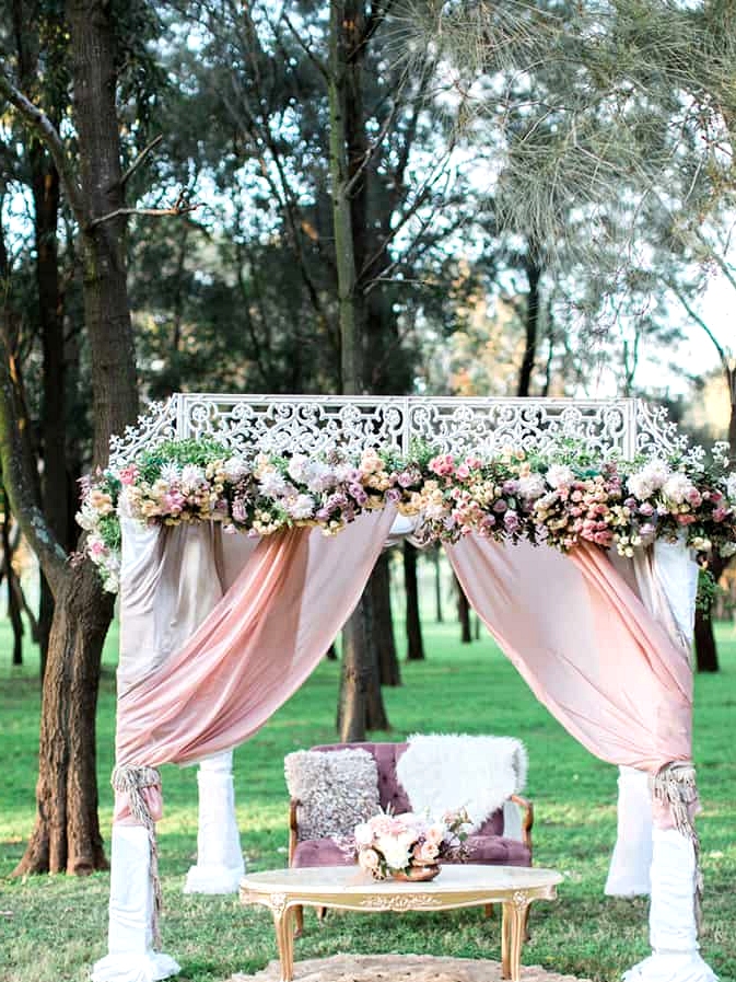 Pastel bohemian wedding ceremony