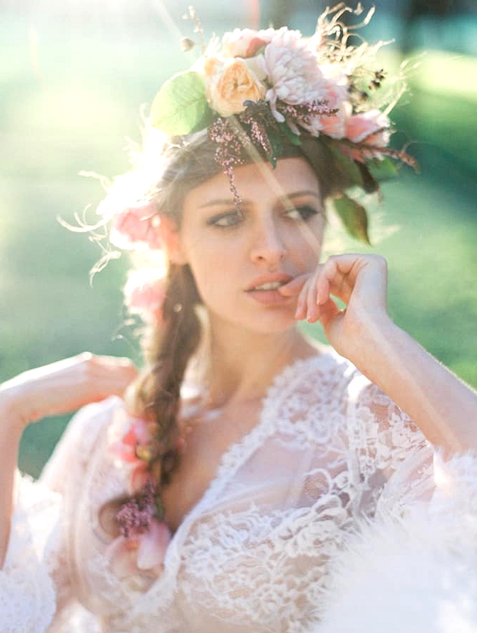 Bohemian bride flower crown