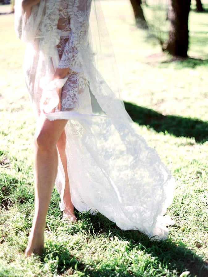 Lace bridal robe