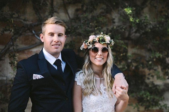 Relaxed-Vintage-Boho-Wedding-Inspiration-Bride-Flower-Crown-Groom-Relaxed