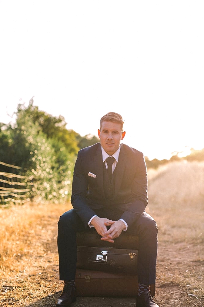 Relaxed-Vintage-Boho-Wedding-Inspiration-Groom-Navy-Suit