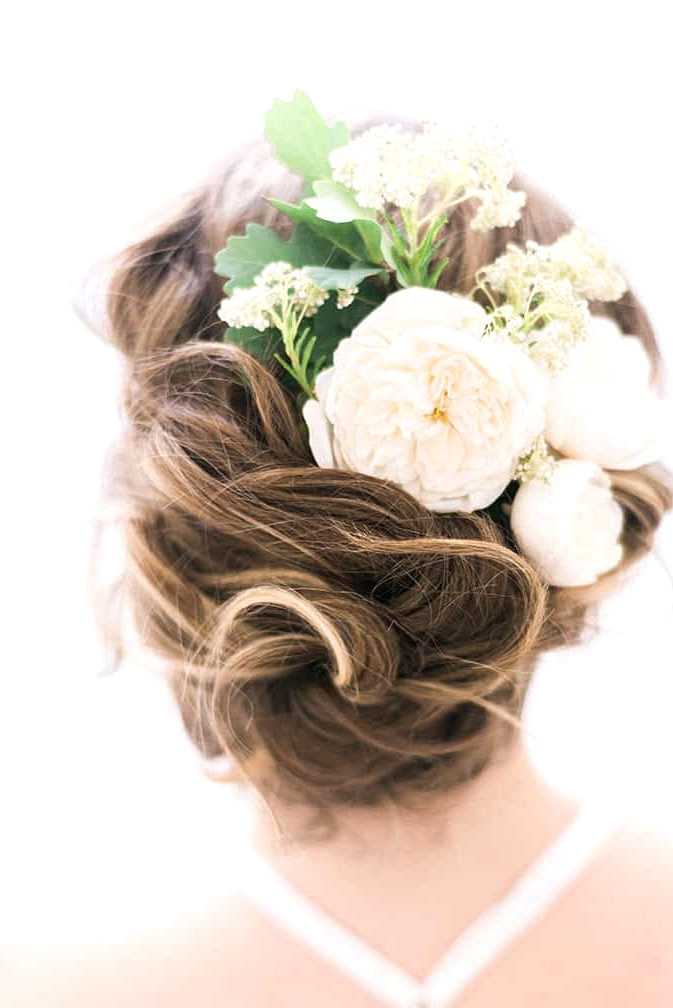 Elegant-Bridal-Boudoir-Inspiration-Relaxed-Updo-Hair-with-Flowers