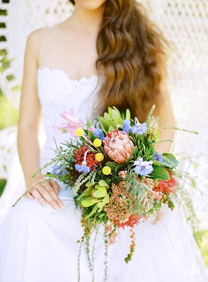 Natural-Bohemian-Wedding-Inspiration-Bright-Australian-Native-Bride-Bouquet