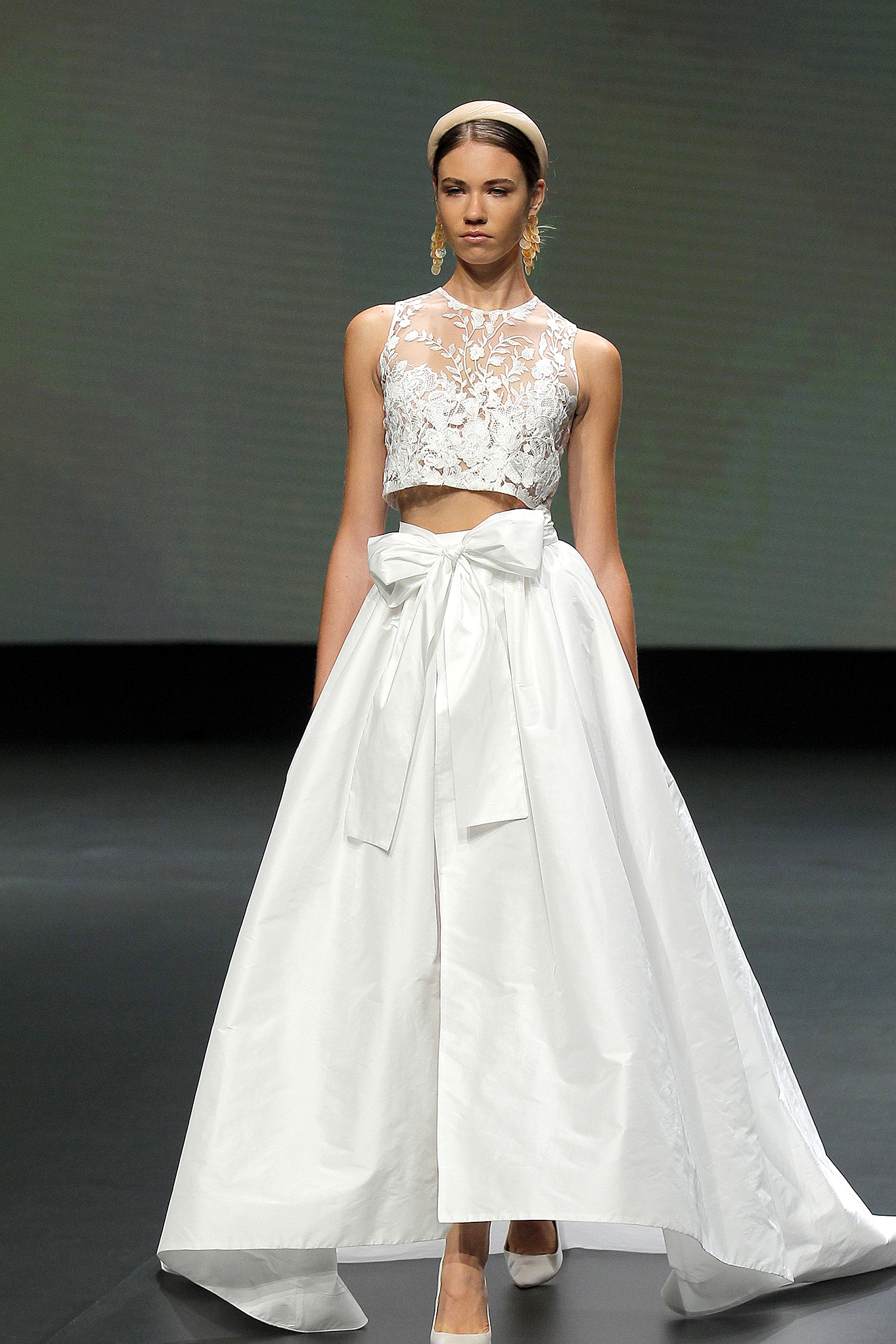 two piece wedding dress with bow