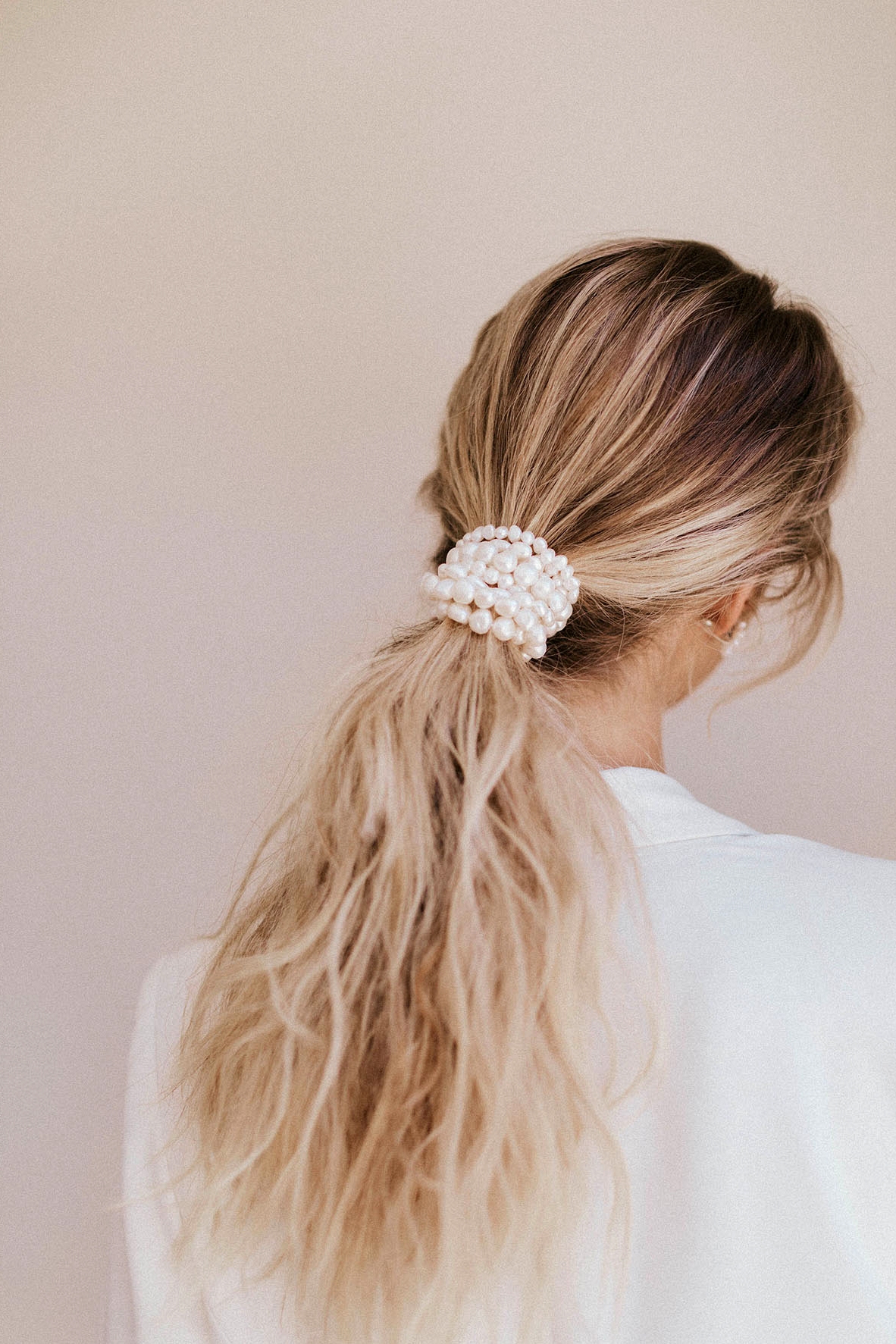 low pony bridal hair ideas pearls