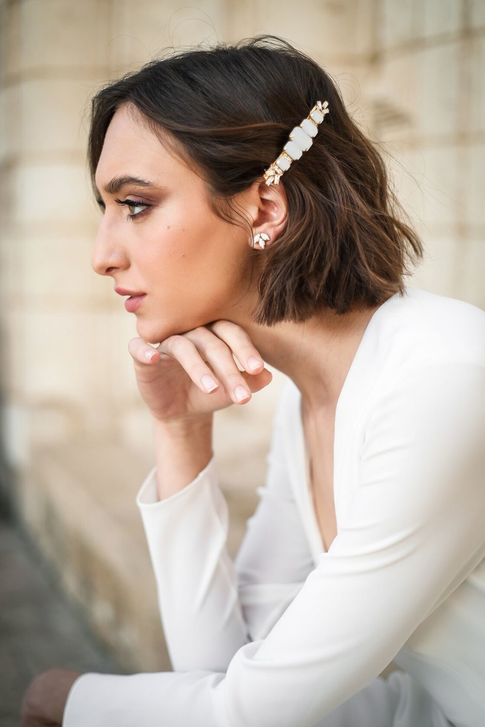 Hushed Commotion Belmont hair barrette for brides