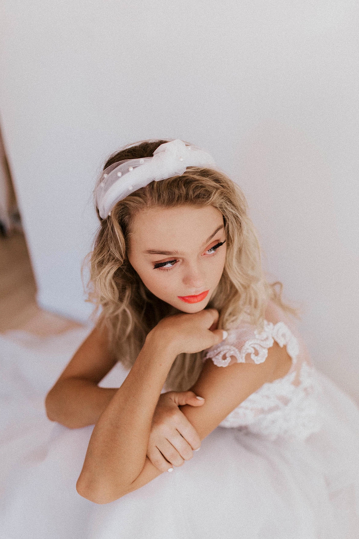 bridal headband with bow