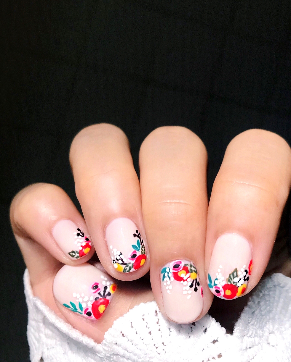 colorful floral manicure