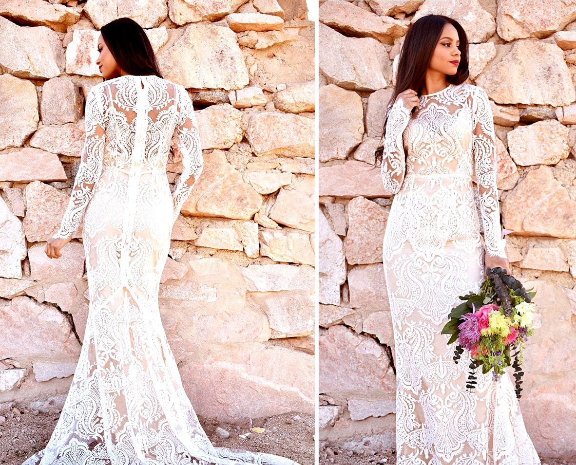 long sleeved boho Etsy wedding dress