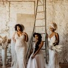 Three Boho-Vintage Brides Showing Off Gorgeous Black Wedding Hairstyles