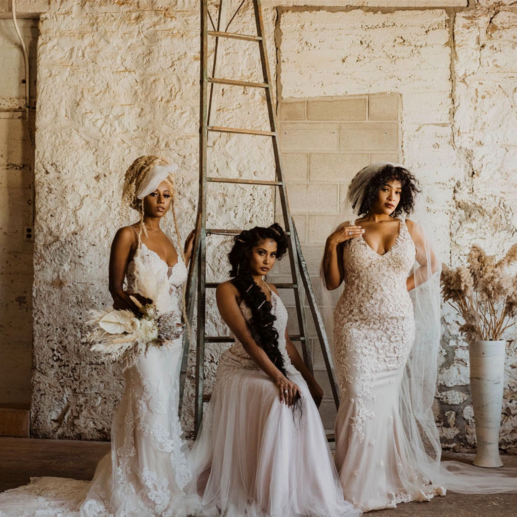 Three Boho-Classic Brides Displaying Off Beautiful Black Marriage ...