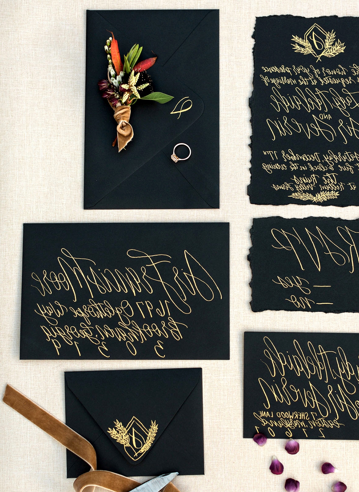 black and gold invitation