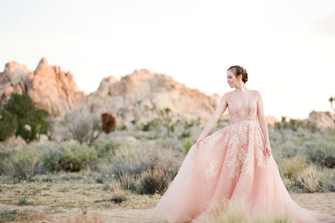 A Dreamy Pink Wedding Dress captured in Joshua Tree