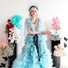 A Blue Wedding Dress + Bold Flowers for the Edgy Bride