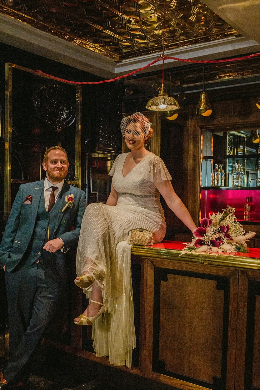 Art Deco Wedding Fun Brought To Life in a Theatre: Roisin & Chris