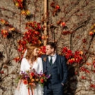 bride and groom autumn