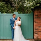 bride and groom tulle dress