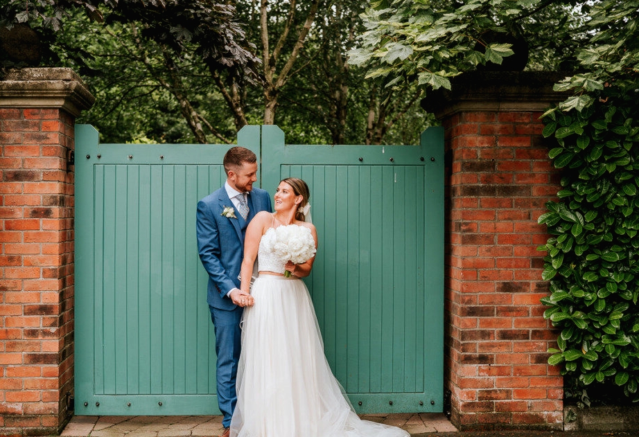 bride and groom tulle dress