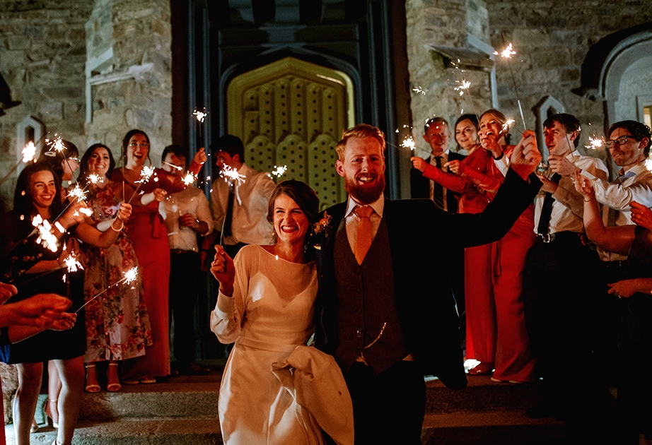 sparklers bride and groom wedding